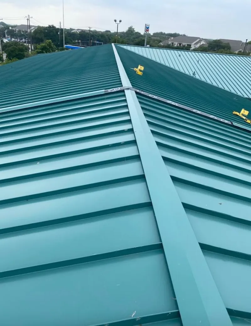 Green commercial metal roof ridge and valley for Metal Roof Repair in Secaucus